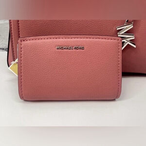 Michael Kors Bryant Compact Snap Wallet Rose Pink Leather